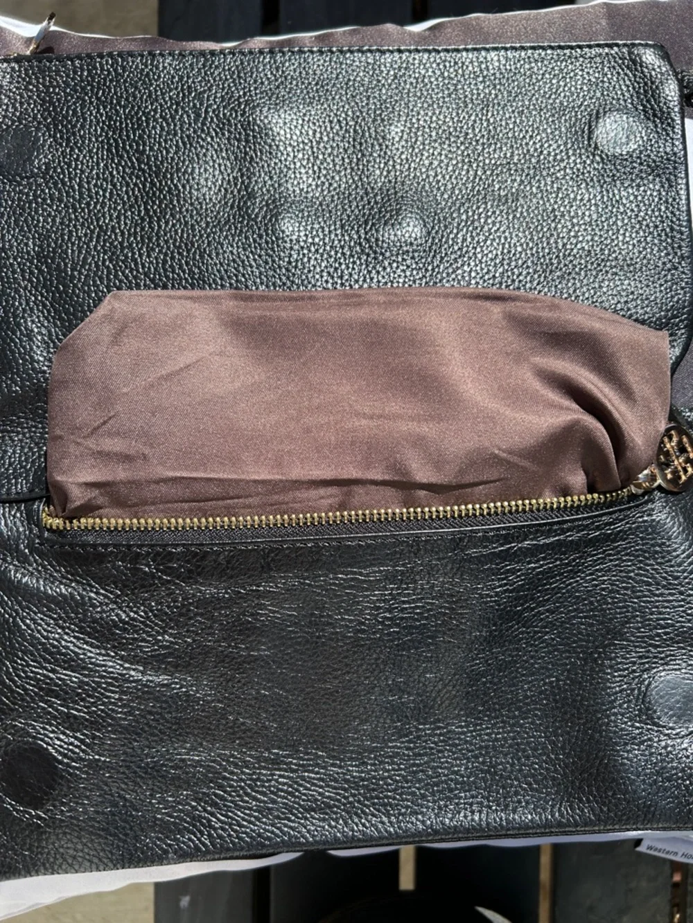 Tory Burch Black Leather Shoulder Bag with Gold Chain‎ & Logo
